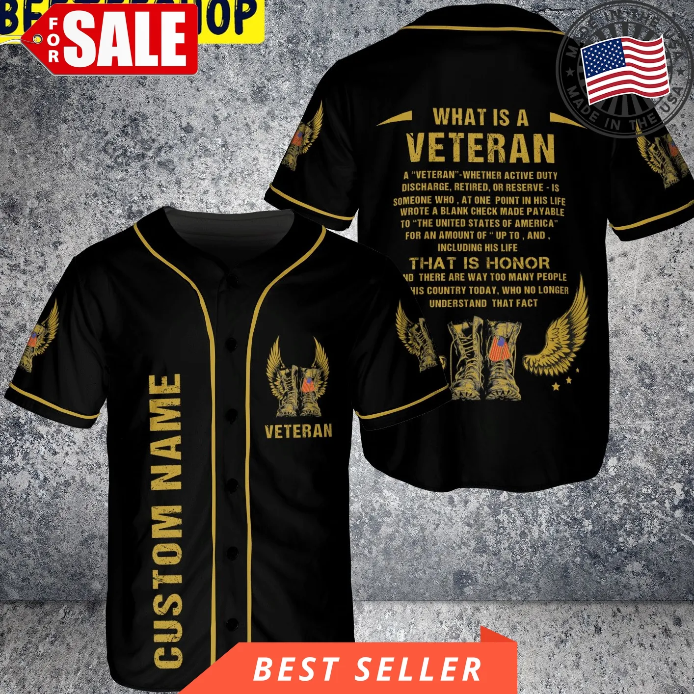 Custom Name What Is A Veteran Us Flag Trending Jersey Baseball Size up S to 5XL