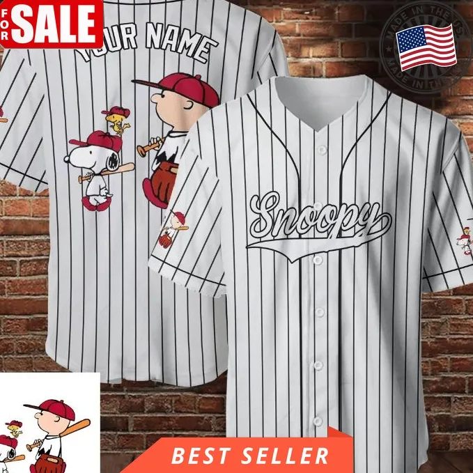 Custom Names Cute Charlie Brown And Snoopy 102 Gift For Lover Baseball Jersey Size up S to 5XL