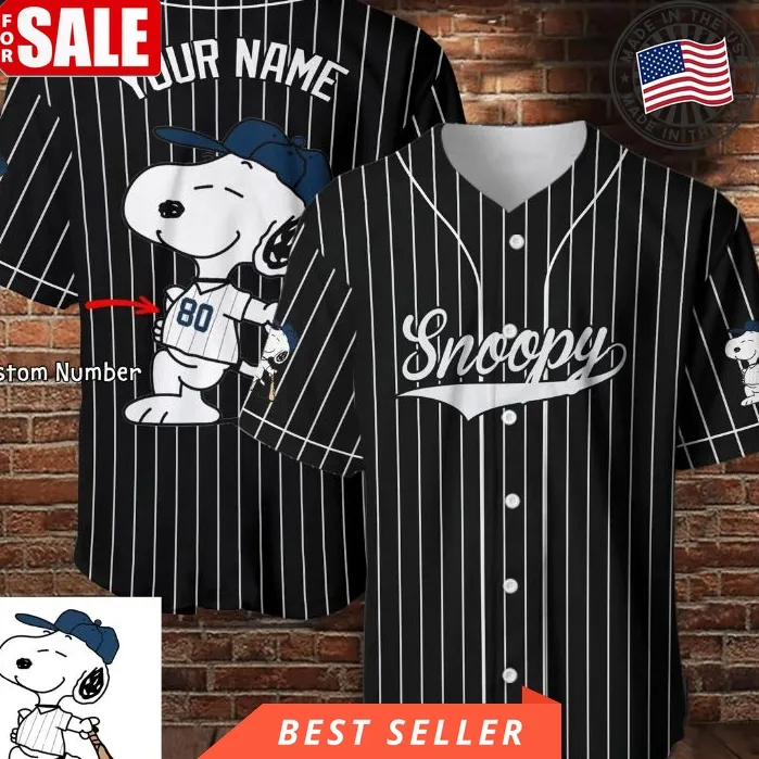 Custom Names Cute Snoopy Cartoon 100 Gift For Lover Baseball Jersey Size up S to 5XL