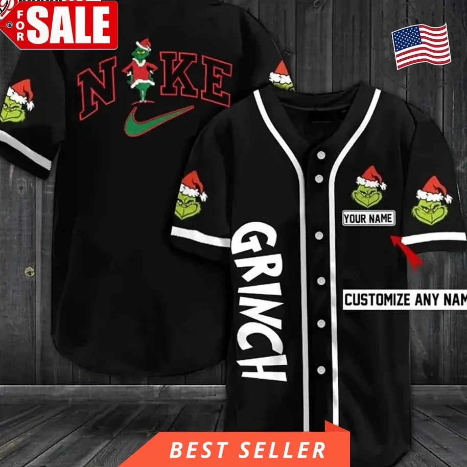 Custom The Grinch Cool Christmas Baseball Jersey Merry Grinchmas Funny Unisex Tshirt