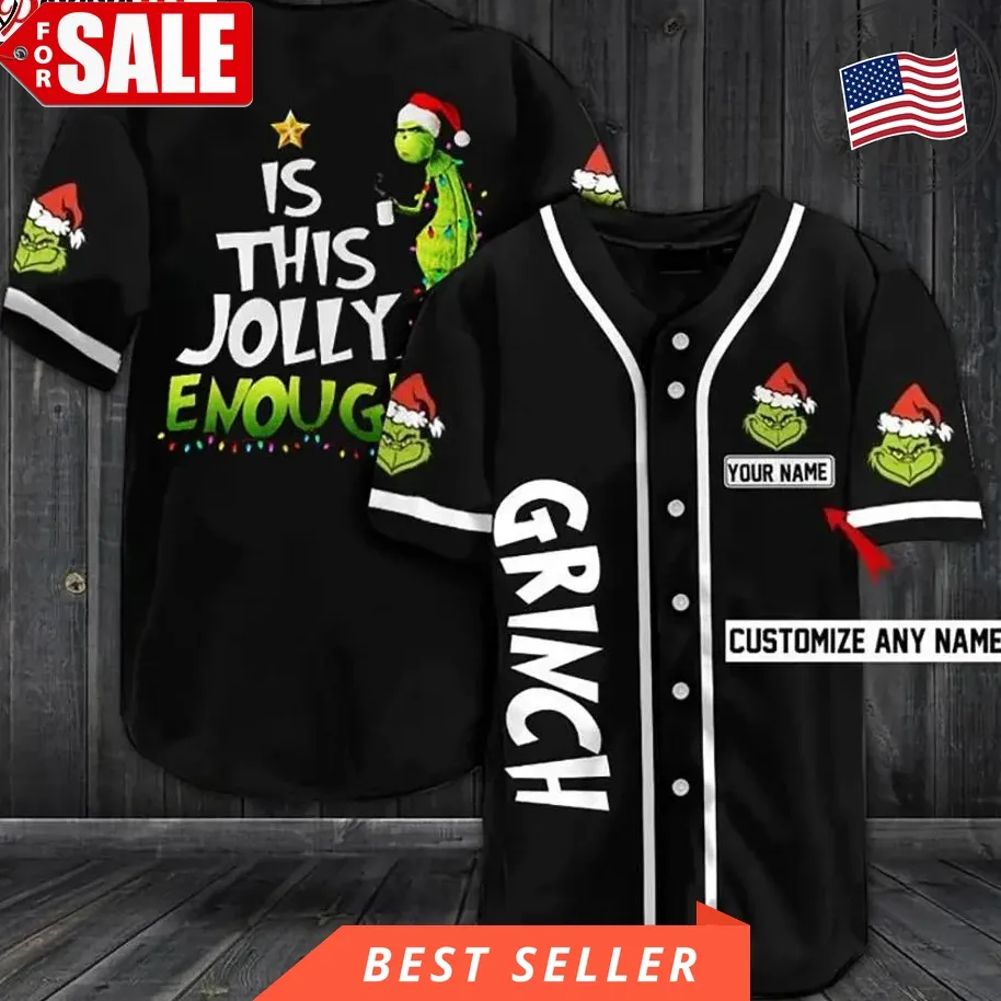 Custom The Grinch Hohoho Christmas Baseball Jersey Merry Grinchmas Funny Unisex Tshirt