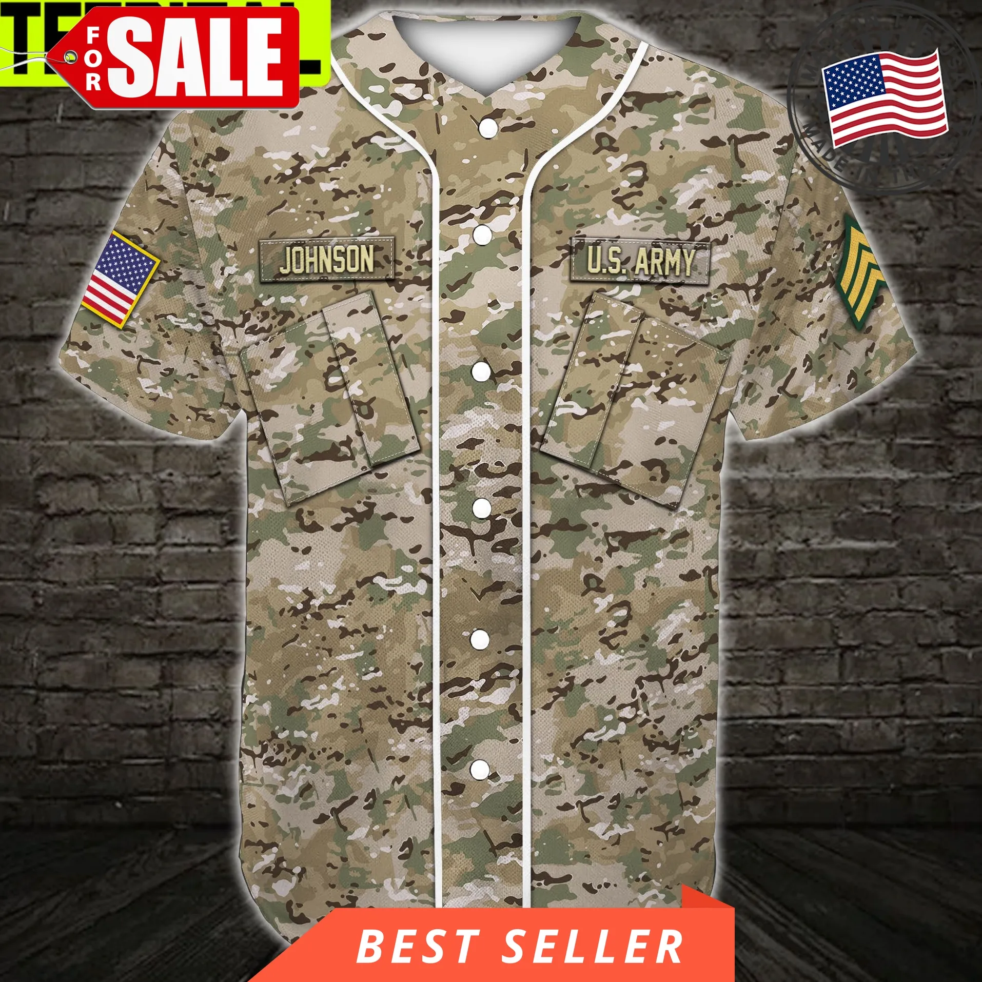 Custom Us Army Baseball Jersey Us Army Veteran Army Rank Unisex Tshirt
