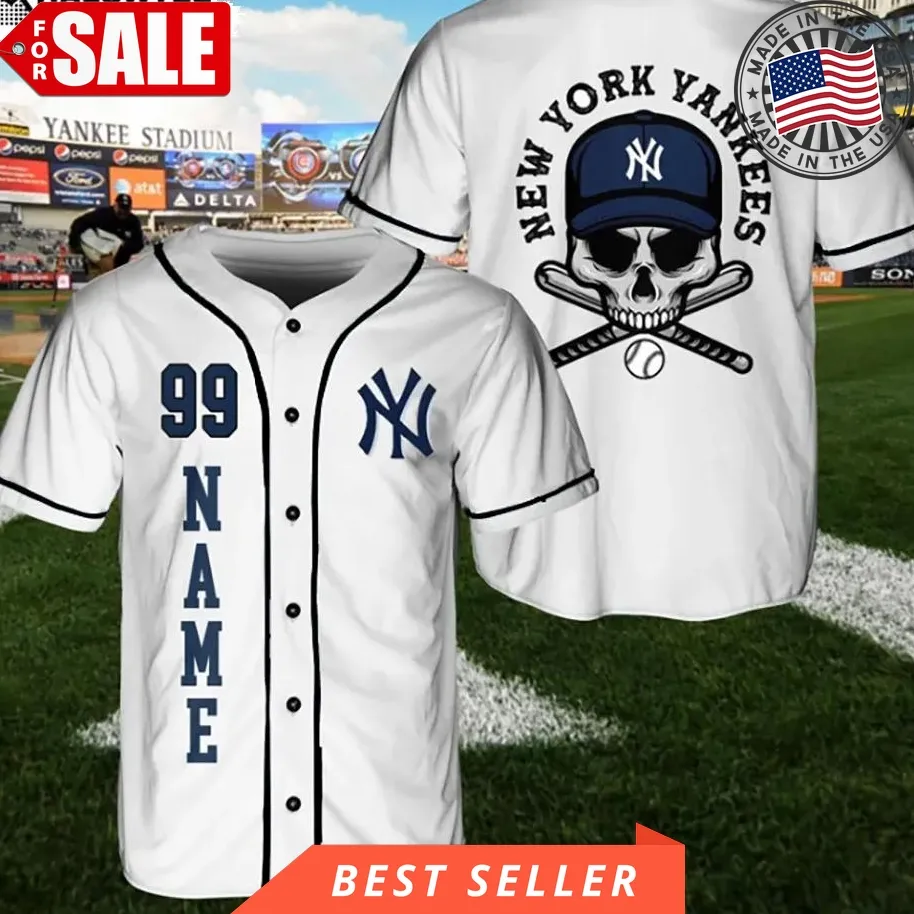 Custom Yankees Baseball Jersey Skull Graphic Unisex Gift For Baseball Team Style Sport Size up S to 5XL