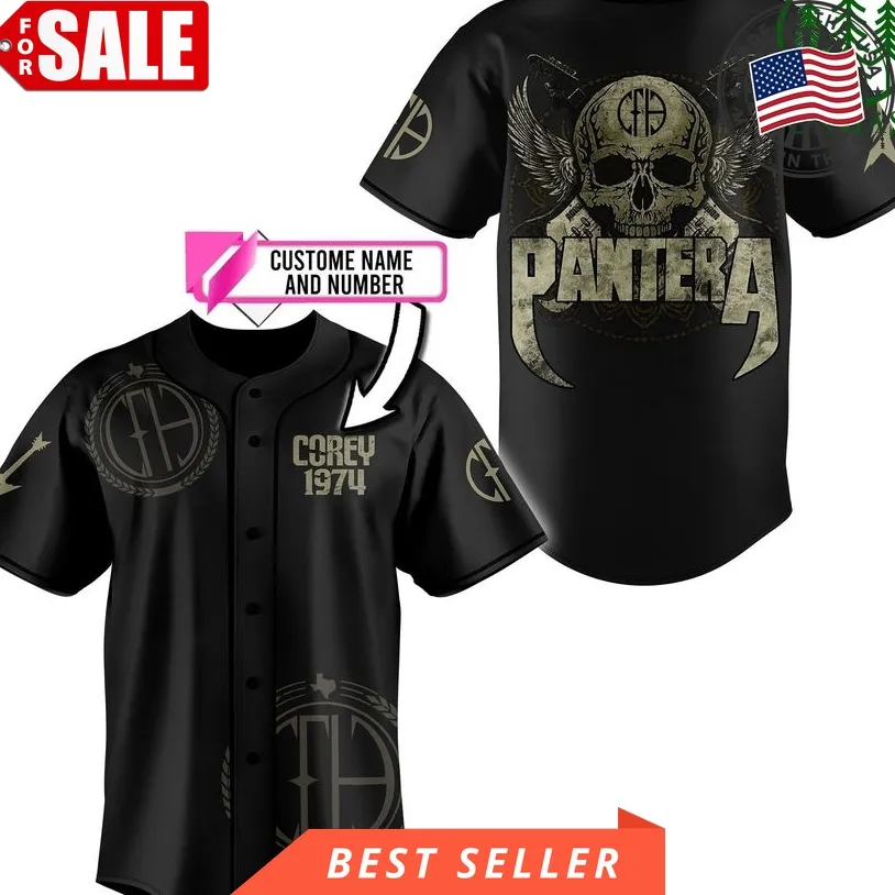 Customized Pantera Brown Skull Baseball Jersey Shirt Unisex Tshirt