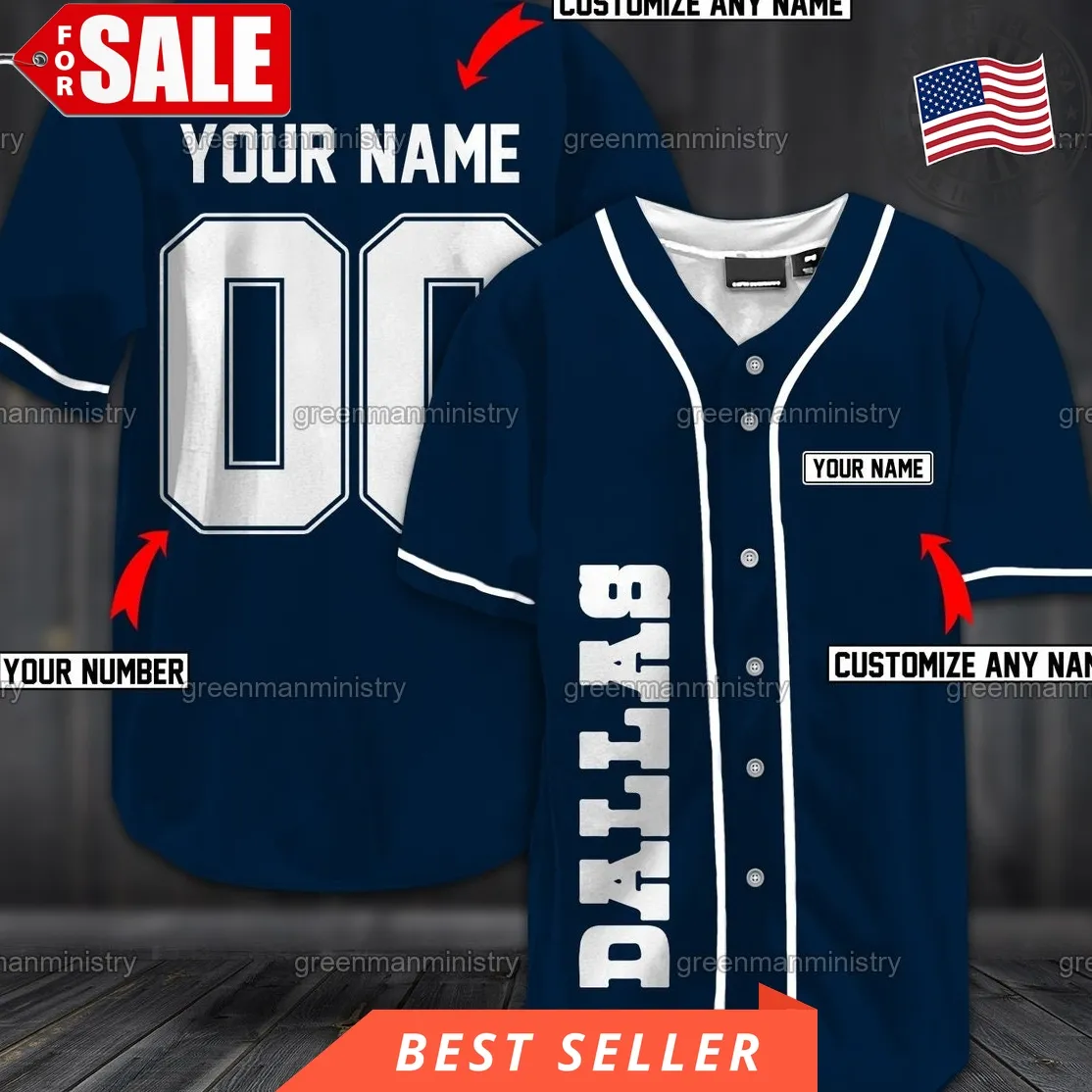 Dallas Baseball Jersey Custom Name And Number Sport Shirt