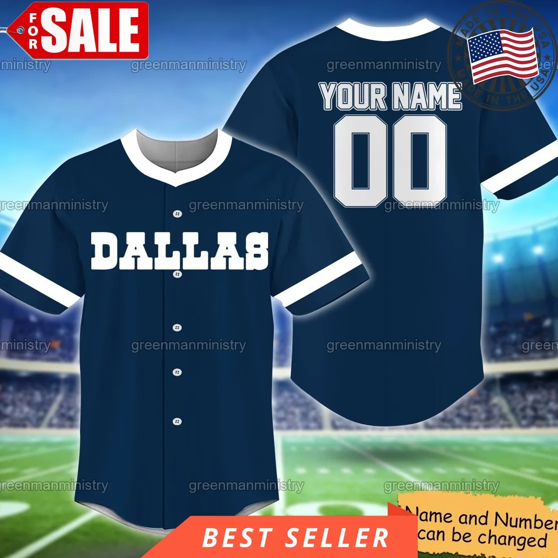 Dallas Baseball Jersey Name And Number Custom Personalized Baseball Jersey Shirt
