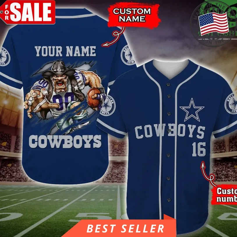 Dallas Cowboys Baseball Jersey Nfl Custom Name Number