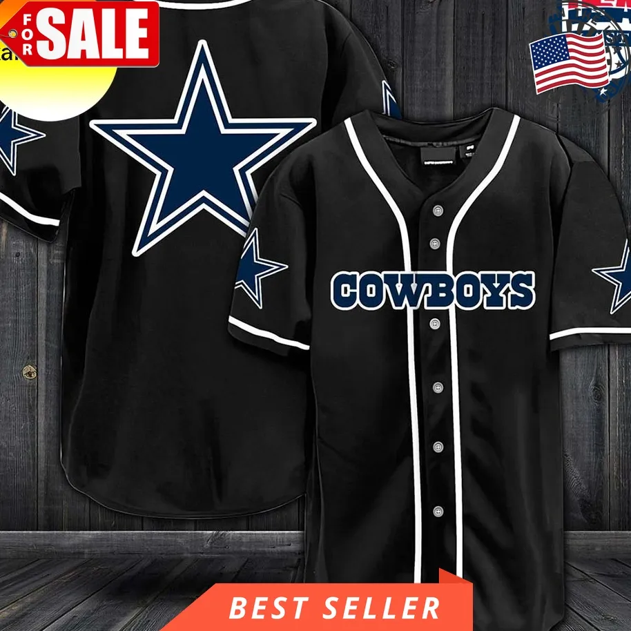 Dallas Cowboys Logo In Black Color Baseball Jersey