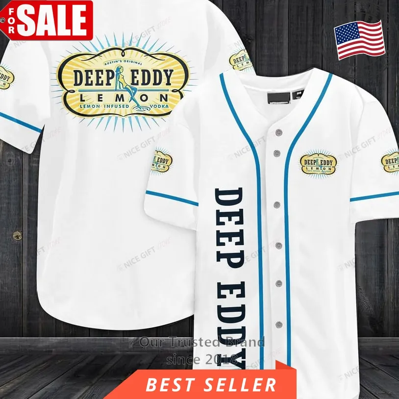 Deep Eddy Lemon Logo White Baseball Jersey