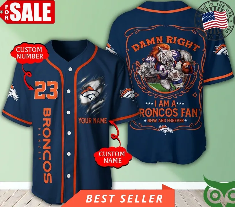 Denver Broncos Baseball Jersey Limited Nfl Custom Name Number