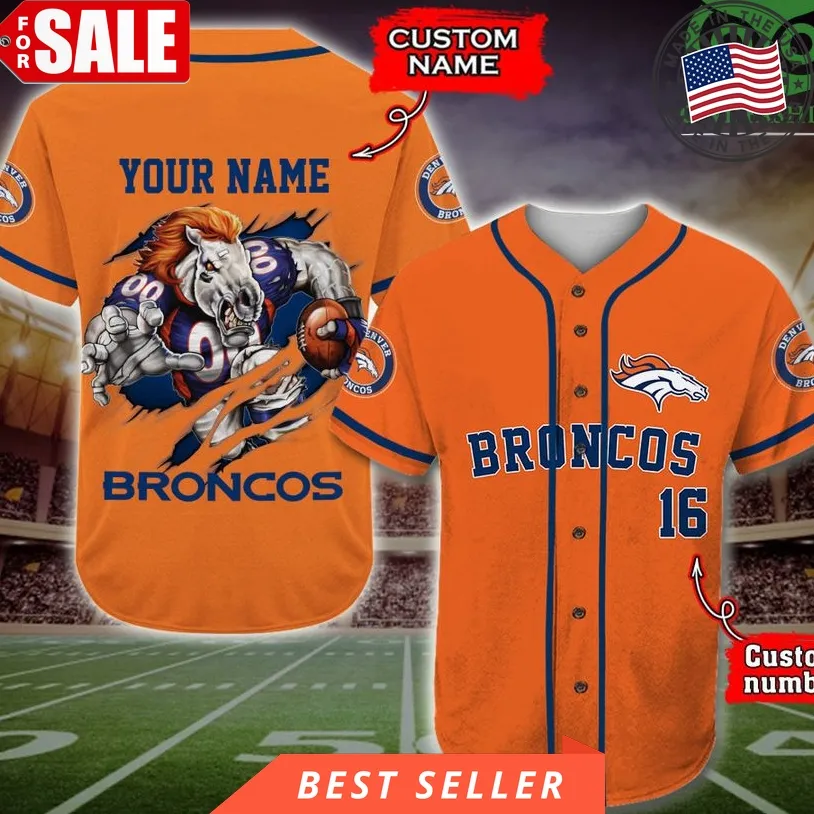 Denver Broncos Baseball Jersey Nfl Custom Name Number