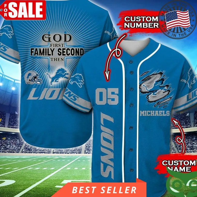 Detroit Lions Baseball Jersey Luxury Nfl Custom Name Number