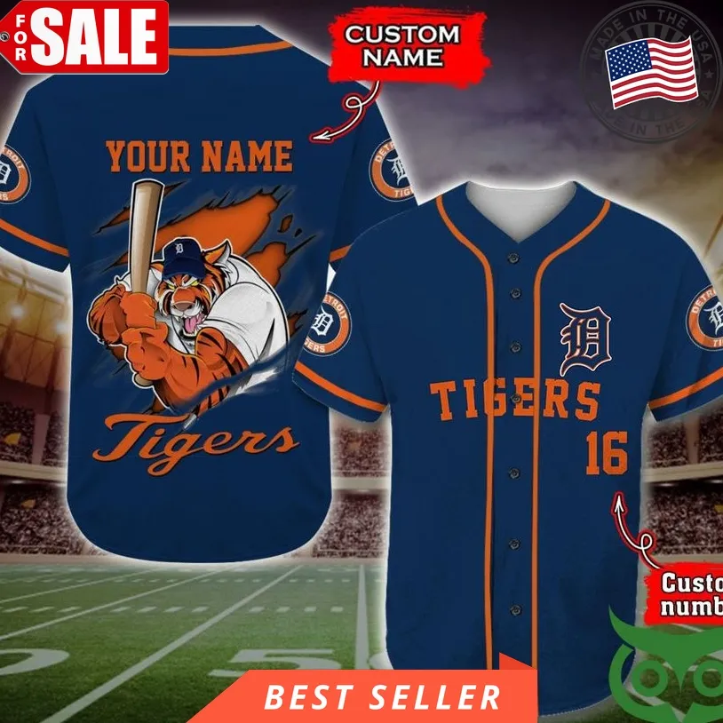 Detroit Tigers Baseball Jersey Mlb Custom Name Number