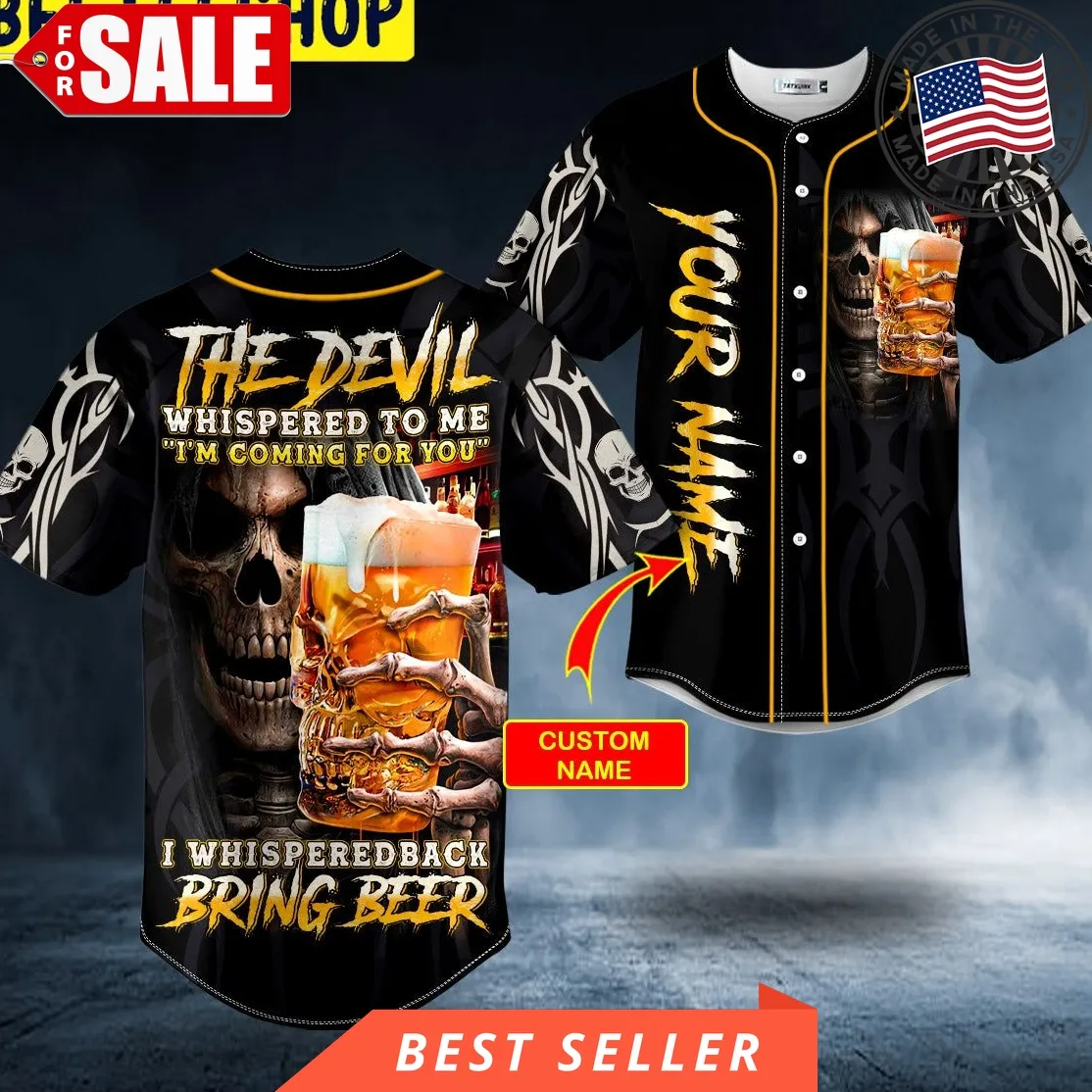 Devil Whisper Beer Grim Reaper Skull Custom Trending Baseball Jersey