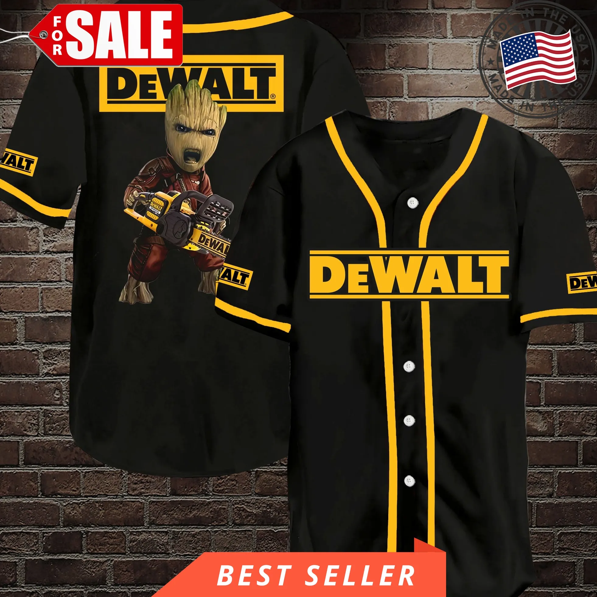 Dewalt Chainsaw Groot Baseball Jersey Shirt