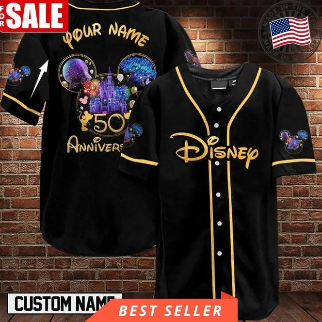 Disney 50Th Anniversary Custom Name Mickey Mouse Disney Trip Family Christmas Baseball Jersey