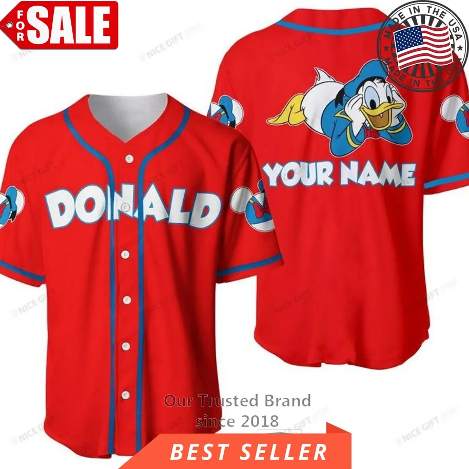 Disney Donald Duck Custom Name Baseball Jersey Shirt