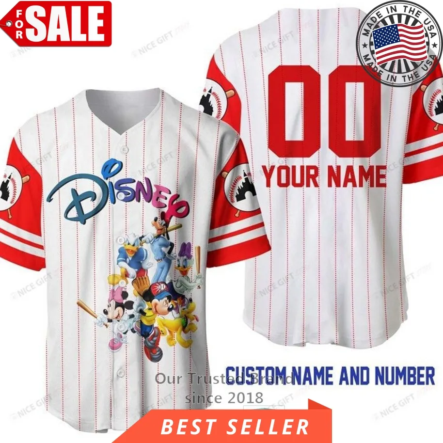 Disney Friends Cartoon Personalized Baseball Jersey Shirt