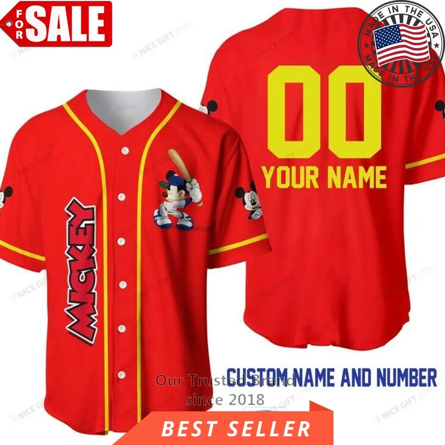 Disney Mickey Mouse Personalized Baseball Jersey Shirt