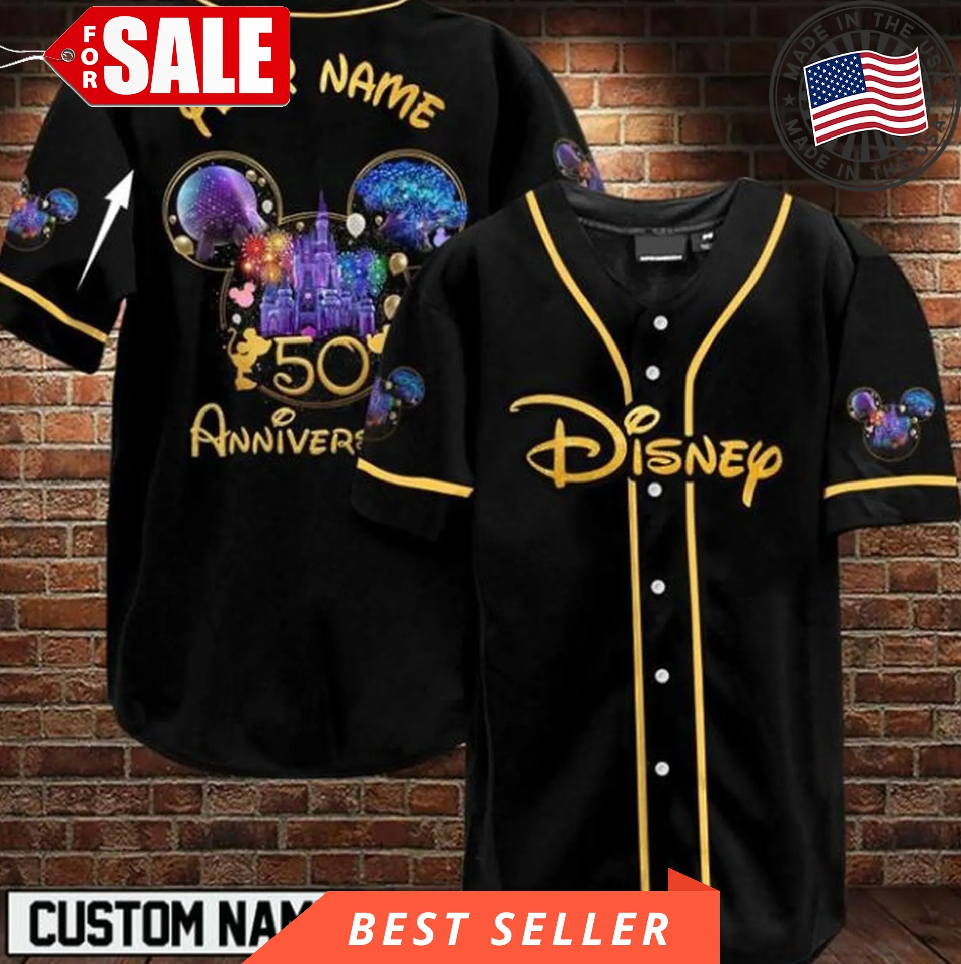 Disneyland Custom Personalized Mickey Mouse Jersey Disney Design Baseball Jersey