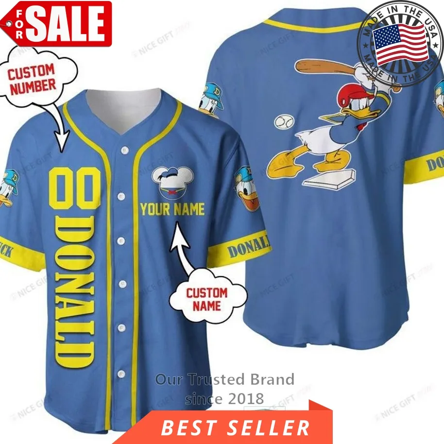 Donald Duck Personalized Blue Color Baseball Jersey Shirt