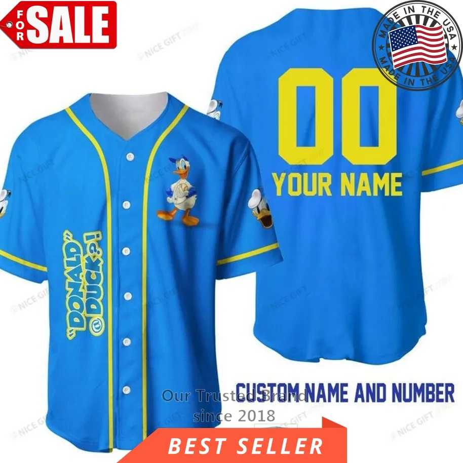 Donald Duck Personalized Full Blue Baseball Jersey Shirt