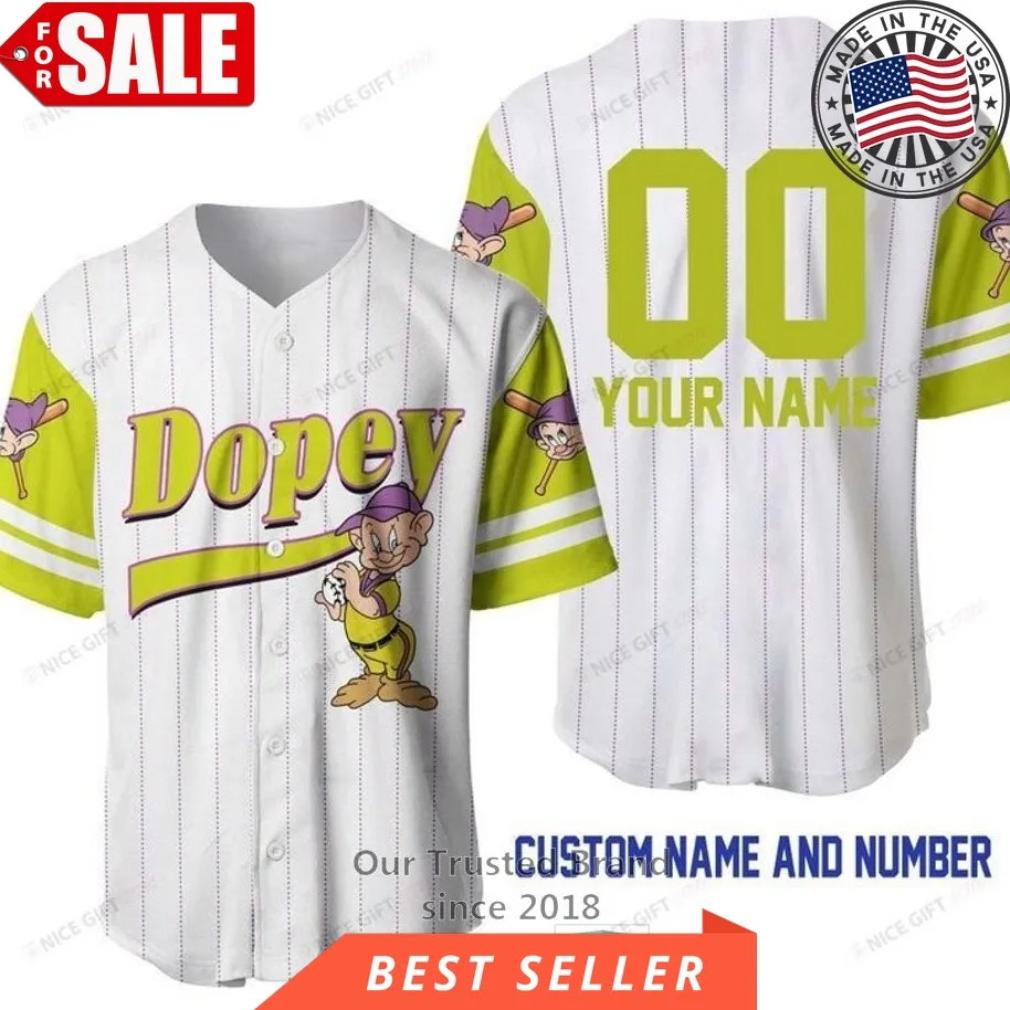 Dopey Snow White And The Seven Dwarfs Personalized Baseball Jersey Shirt