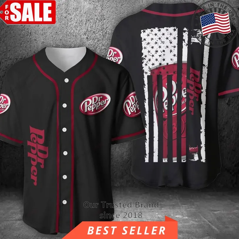 Dr Pepper United States Flag Black Baseball Jersey