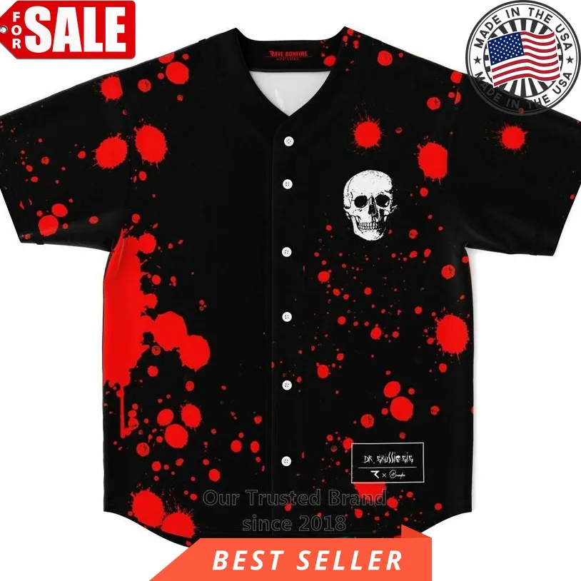 Dr Skull Paint Red Black Baseball Jersey