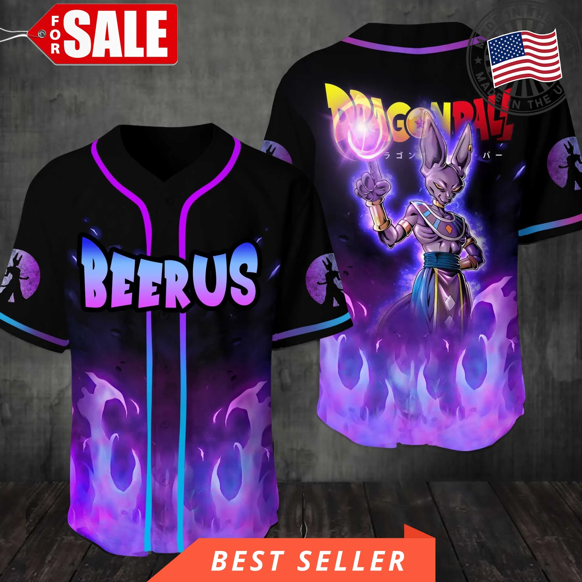 Dragon Ball Beerus 3D Baseball Jersey Shirt