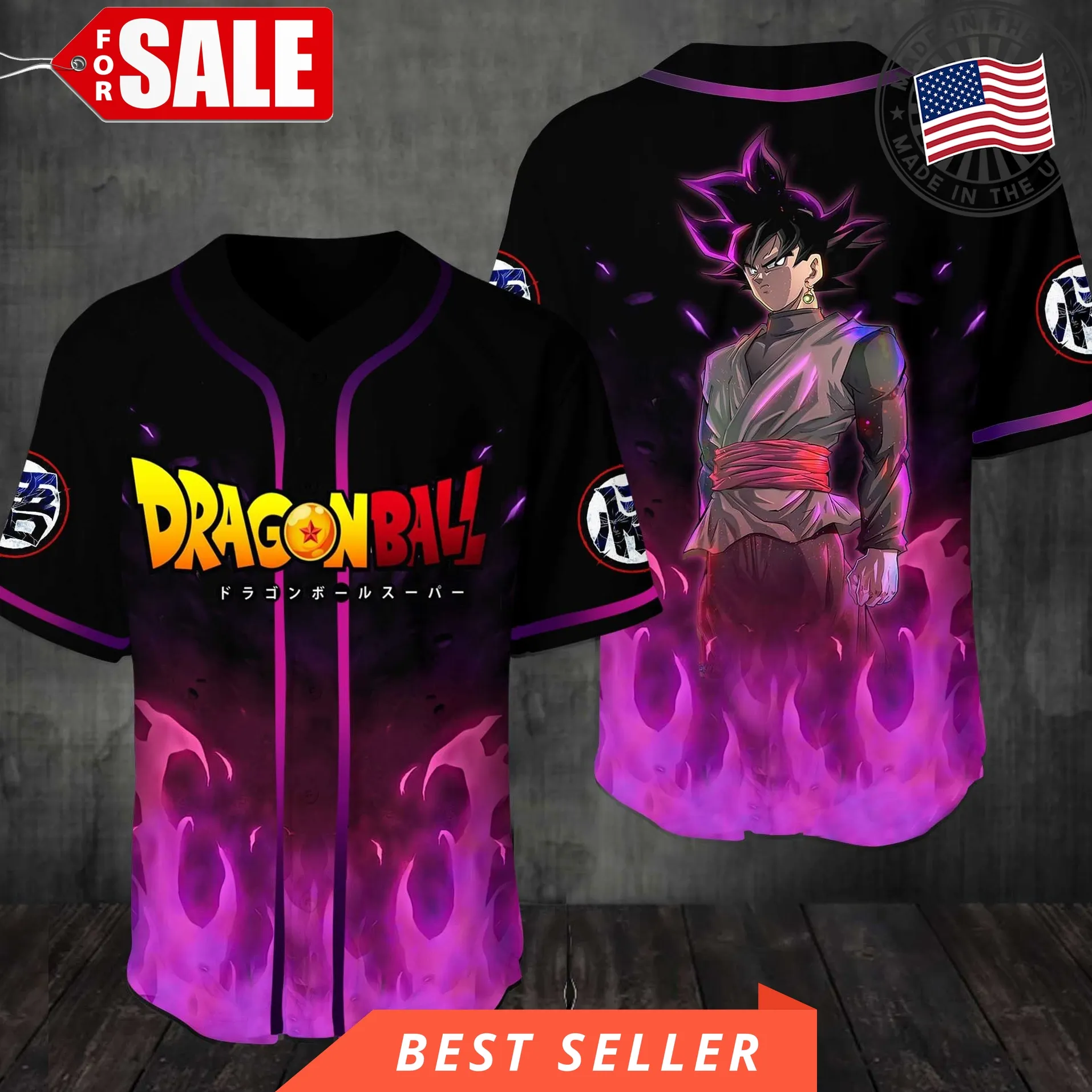 Dragon Ball Black Goku Baseball Jersey Shirt