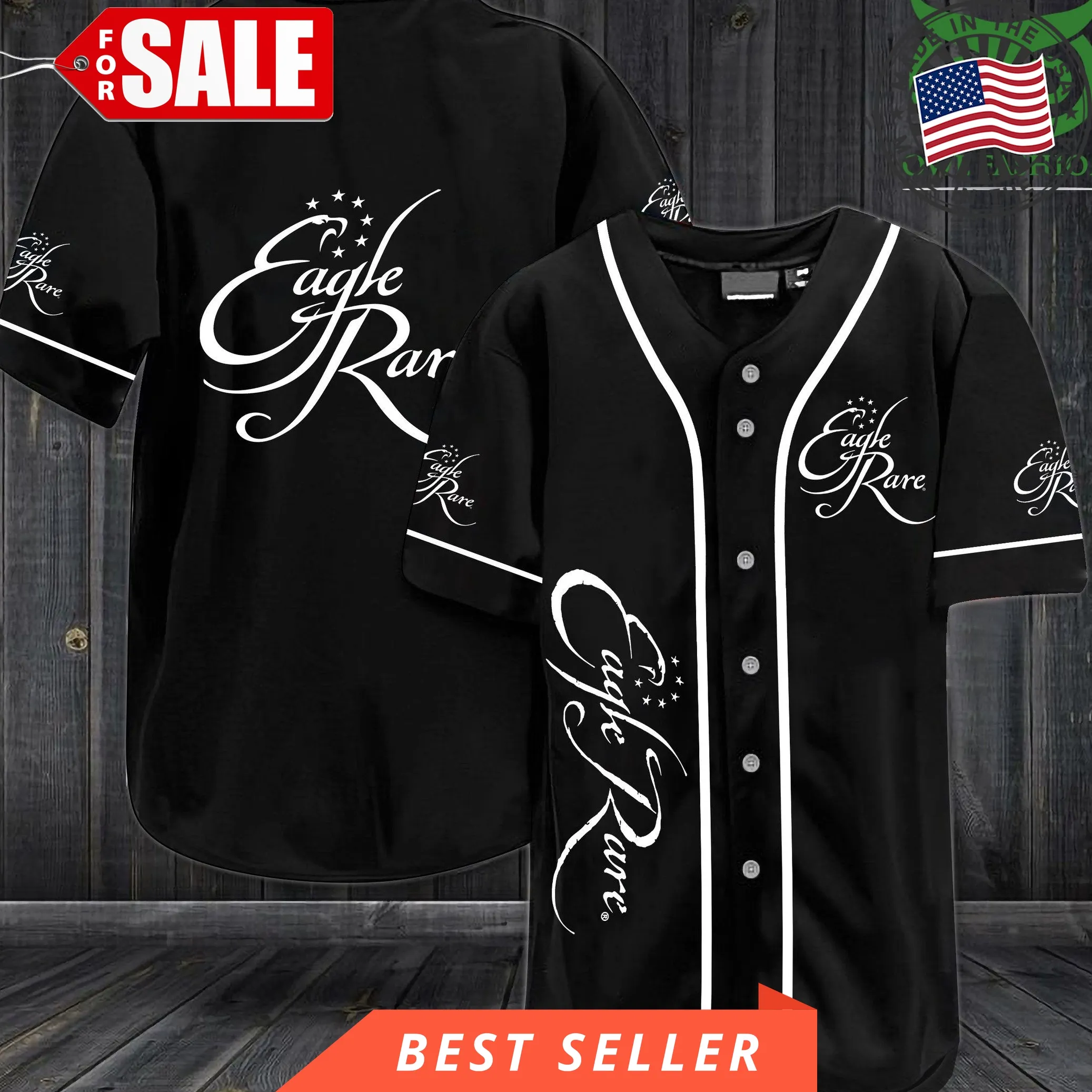 Eagle Rare Black Baseball Jersey Shirt