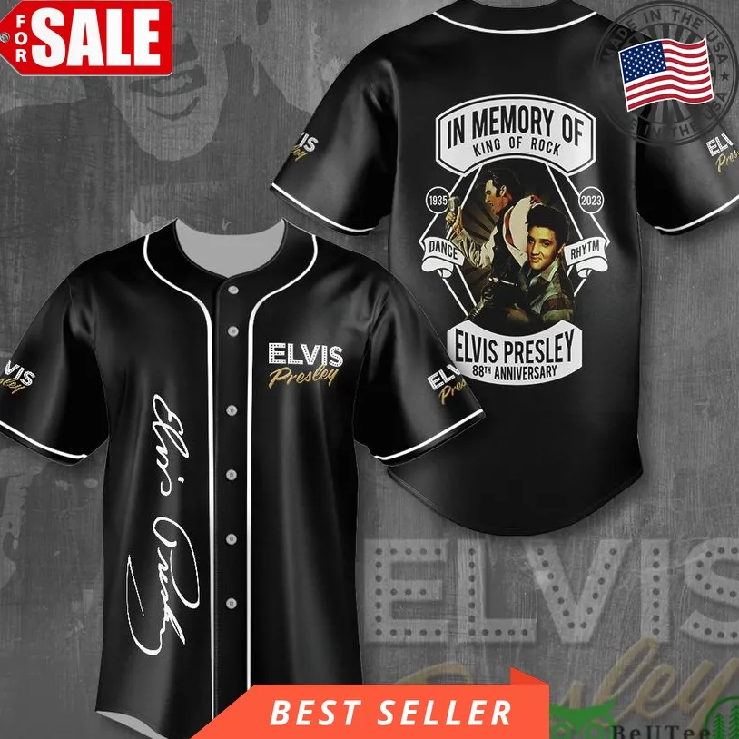 Elvis Presley 88Th Anniversary Black Baseball Jersey Shirt