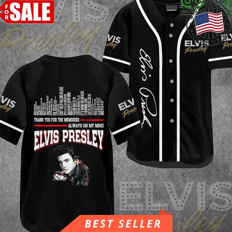 Elvis Presley Always On My Mind Thank For The Memories 3D Baseball Jersey