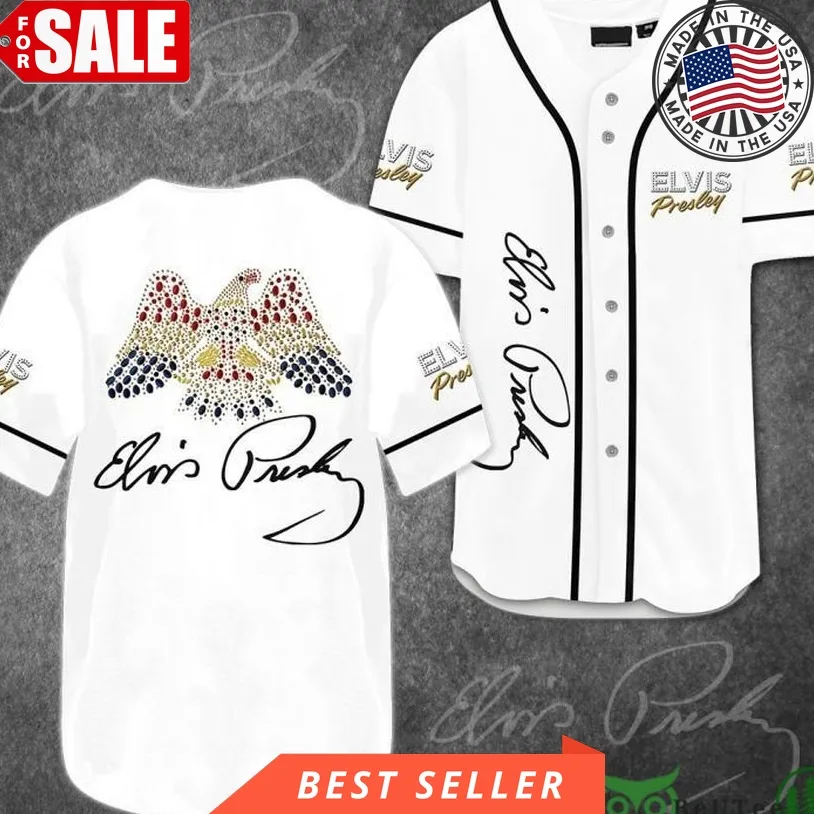 Elvis Presley Bird With Colorful Wings White Baseball Jersey Shirt