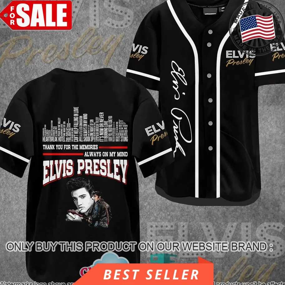 Elvis Presley Black Baseball Jersey