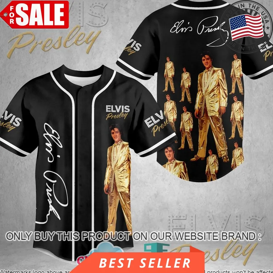 Elvis Presley Black Pattern Baseball Jersey