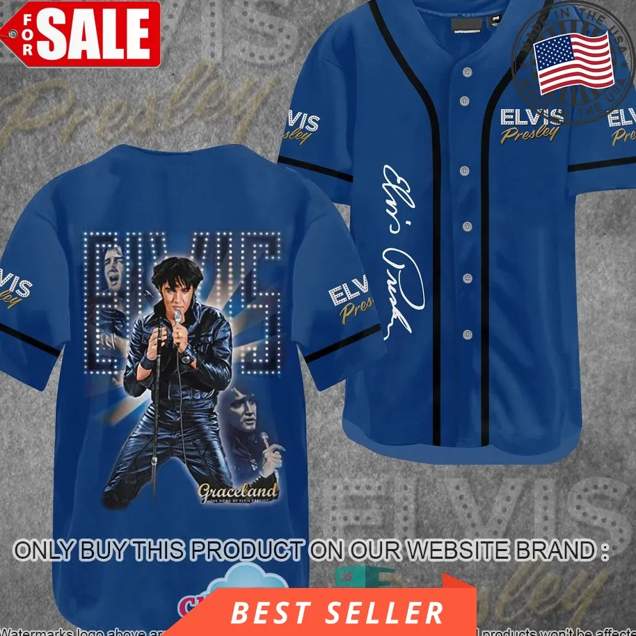 Elvis Presley Blue Baseball Jersey