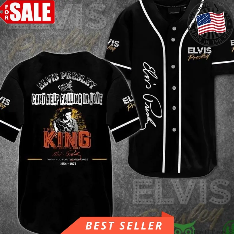 Elvis Presley Can't Help Falling In Love Black Baseball Jersey Shirt