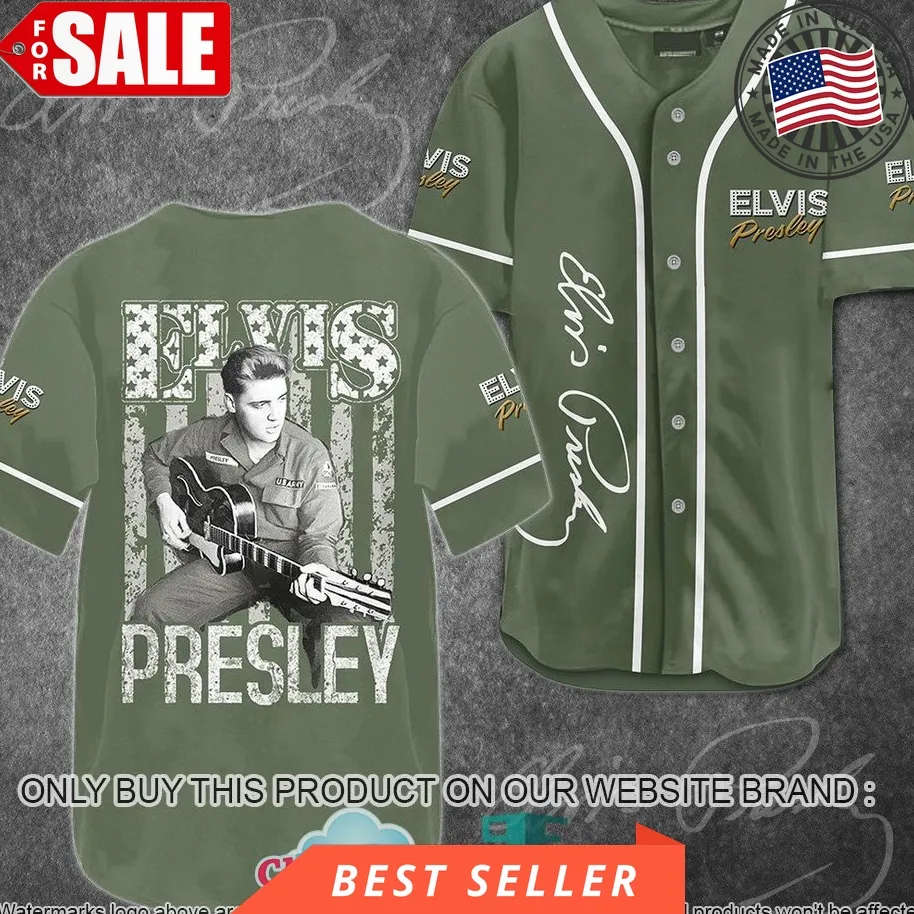 Elvis Presley Guitar Green Baseball Jersey