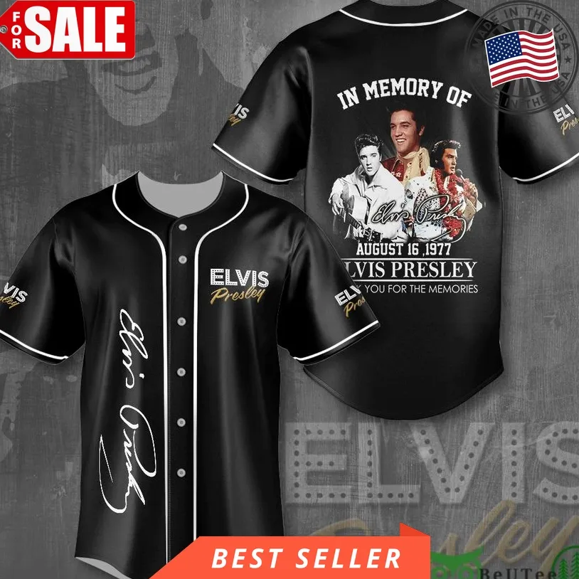 Elvis Presley Signature And Images Black Baseball Jersey Shirt