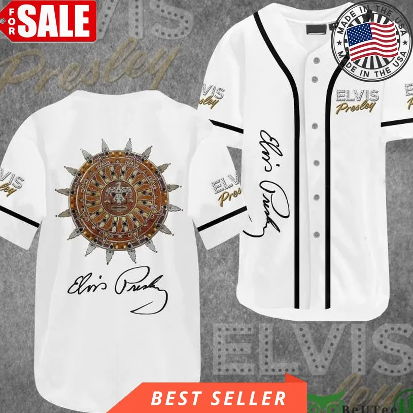 Elvis Presley Symbols White Baseball Jersey Shirt