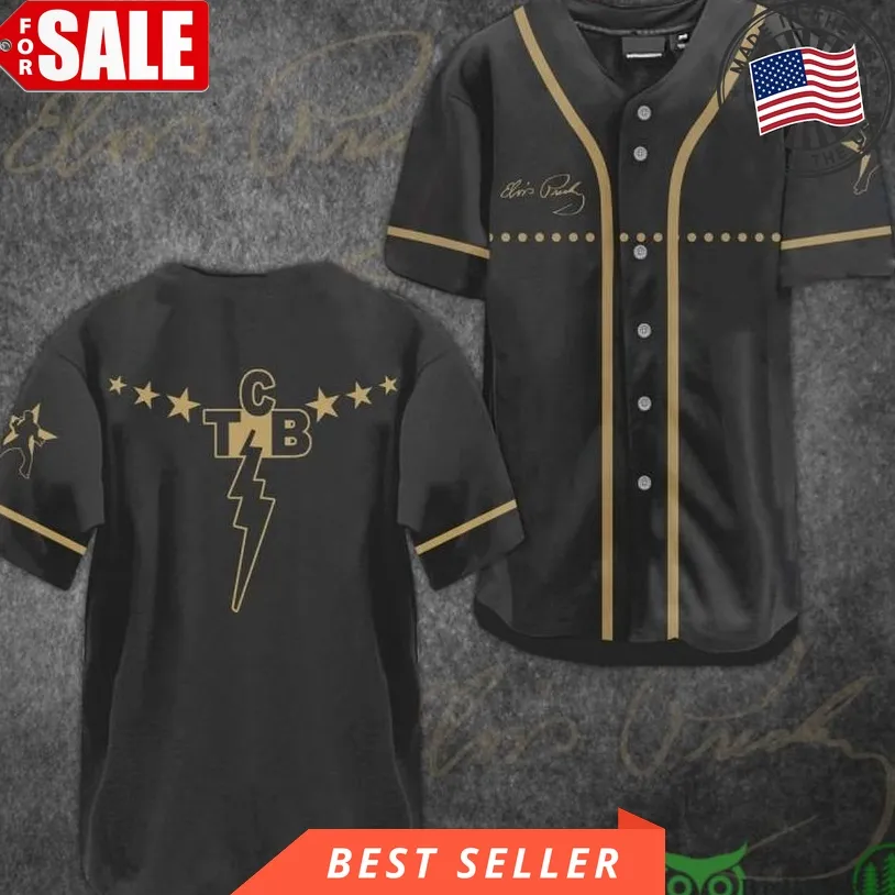 Elvis Presley Tcb Symbols Dark Gray Baseball Jersey Shirt