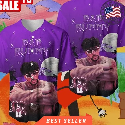 Exclusive Bad Bunny Purple Unisex Baseball Jersey