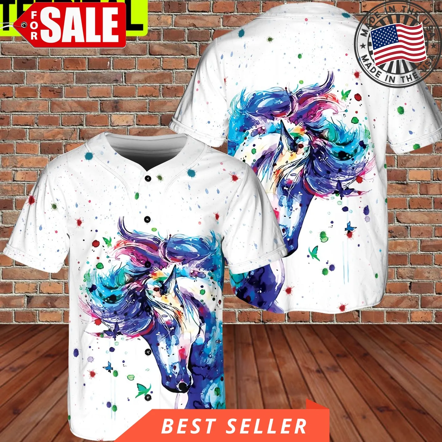 Fate Loves The Fearless Horse Colorful Lover Fabric Aop Baseball Jersey