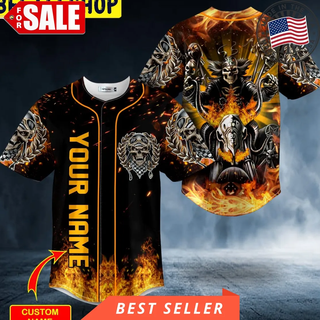 Fire Ghost Rider Skull Custom Trending Baseball Jersey