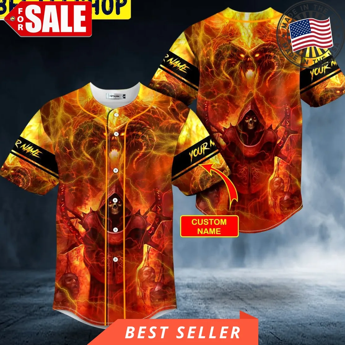 Fire Red Grim Reaper Balrogs Custom Trending Baseball Jersey