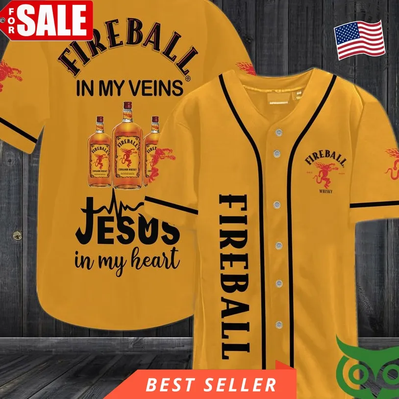 Fireball In My Veins Jesus In My Heart Baseball Jersey Shirt