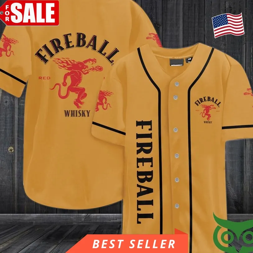Fireball Red Whiskey Baseball Jersey Shirt