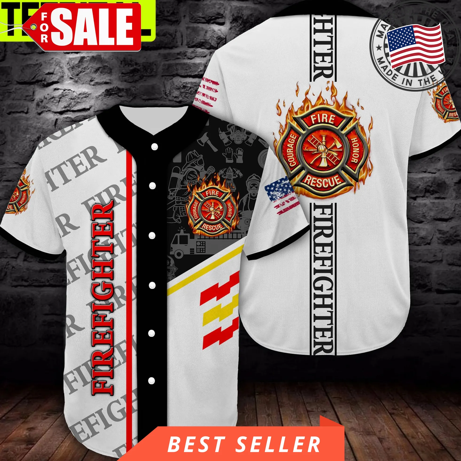 Firefighter Baseball Jersey All Over Printed Trending Baseball Jersey